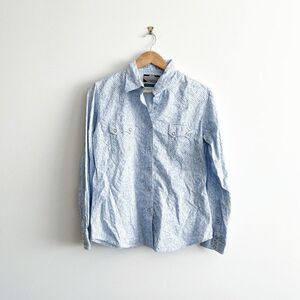 Brooks & Dunn Collection Womens Panhandle Slim Snap Up Stripes Blue White Large